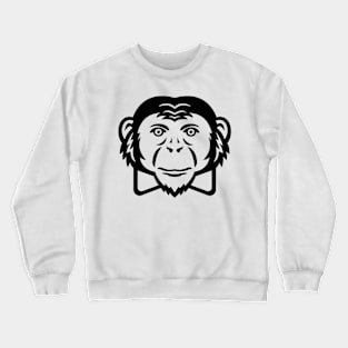 Noble Chimpanzee Chimp Monkey Primate or Ape Wearing Bow Tie Mascot Black and White Crewneck Sweatshirt